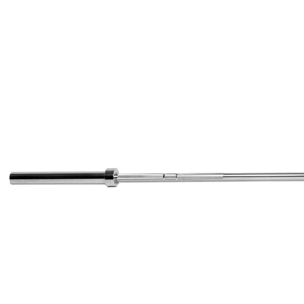 Barbell Standard 1500 Olympic Barbell with knurled grip and weight markings, ideal for strength training and weightlifting exercises.