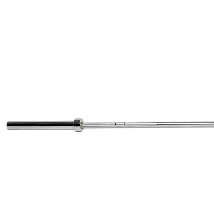 Barbell Standard 1500 Olympic Barbell with knurled grip and weight markings, ideal for strength training and weightlifting exercises.