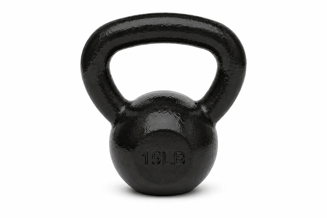 15lb cast iron kettlebell weight by The Peak Pivot for strength training and functional fitness workouts.