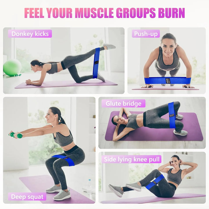 Full body exercise bands set by The Peak Pivot, fabric resistance bands in three levels for strength workouts and fitness training.