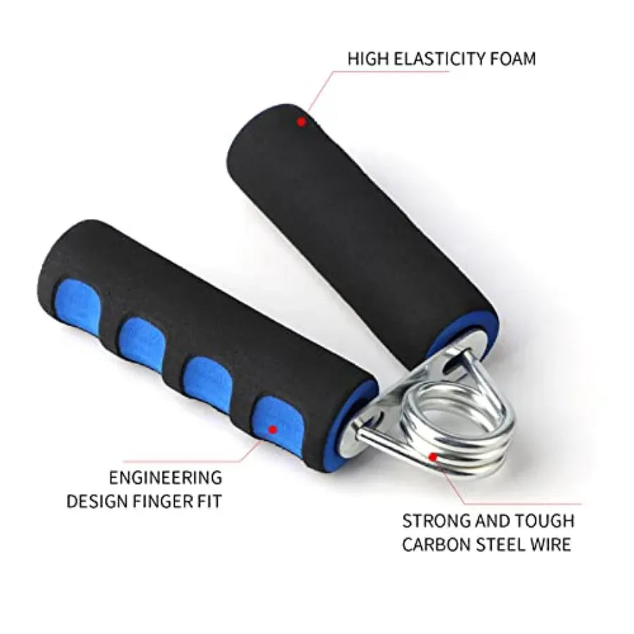 Pair of The Peak Pivot forearm training hand grippers with soft foam handles for effective at-home grip strength exercises.