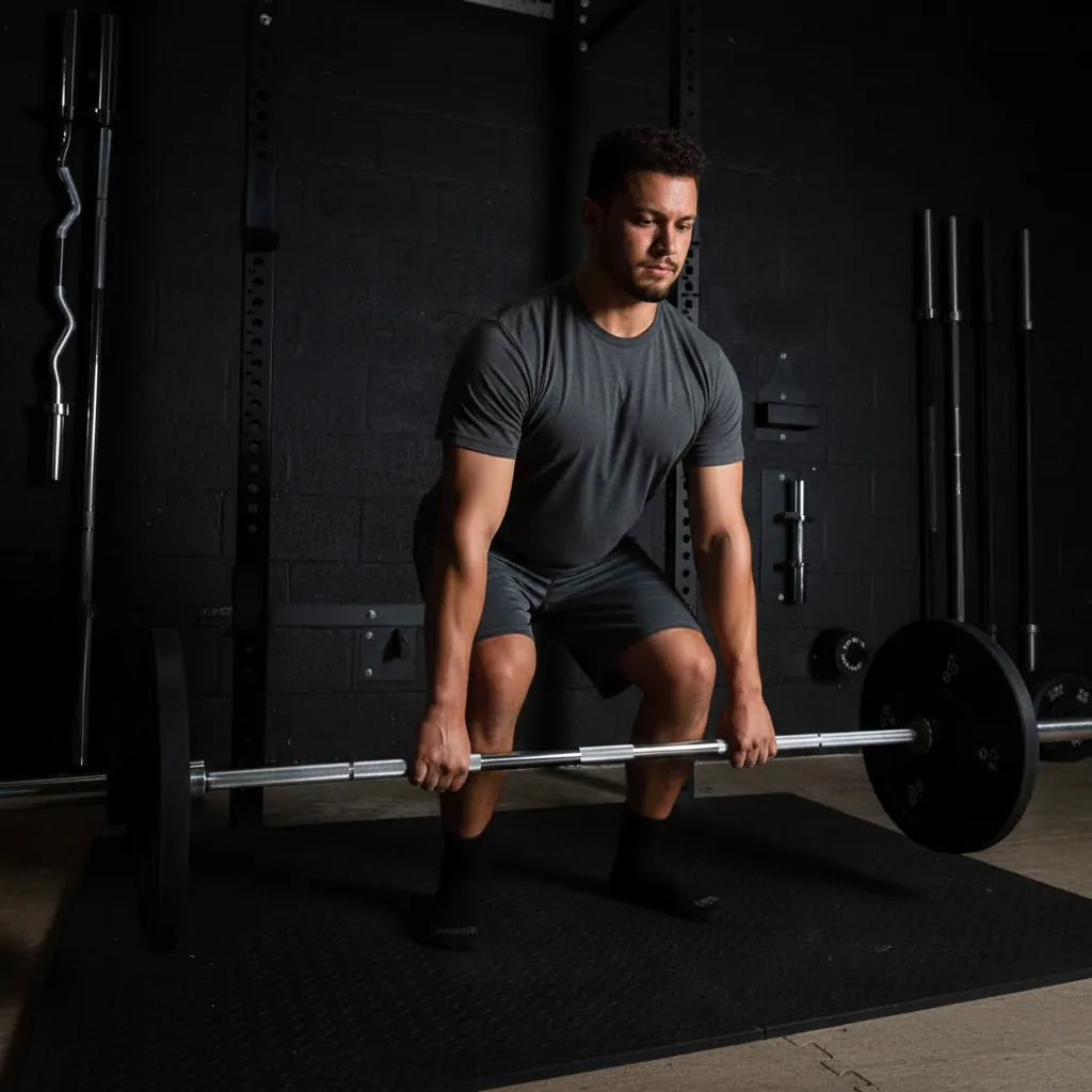 Barbell Standard 2000 Power Barbell shows a sturdy metal barbell with textured grip areas for strength training and weightlifting exercises.