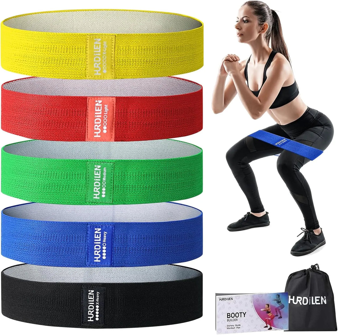 Full body exercise bands fabric resistance set by The Peak Pivot, featuring three levels for strength training and workout flexibility.