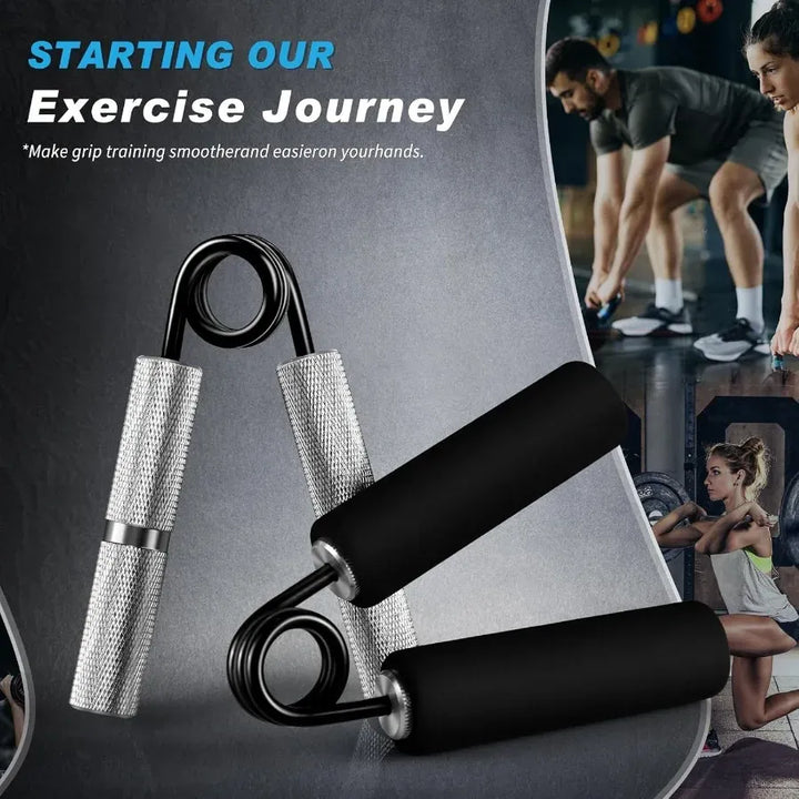 Set of four forearm grip strengtheners from The Peak Pivot for at-home grip and forearm training, shown in a close-up image.