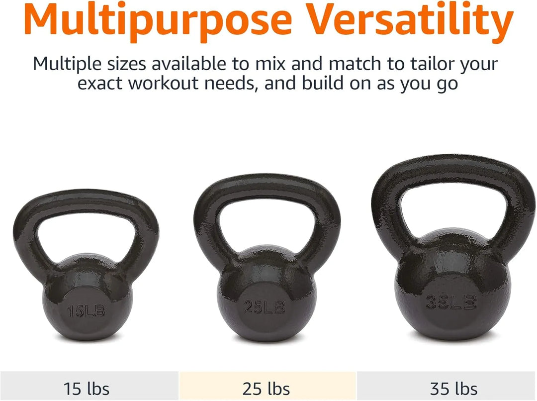 Cast iron kettlebell weight from The Peak Pivot, ideal for home and gym workouts, showing a black kettlebell with a textured handle.