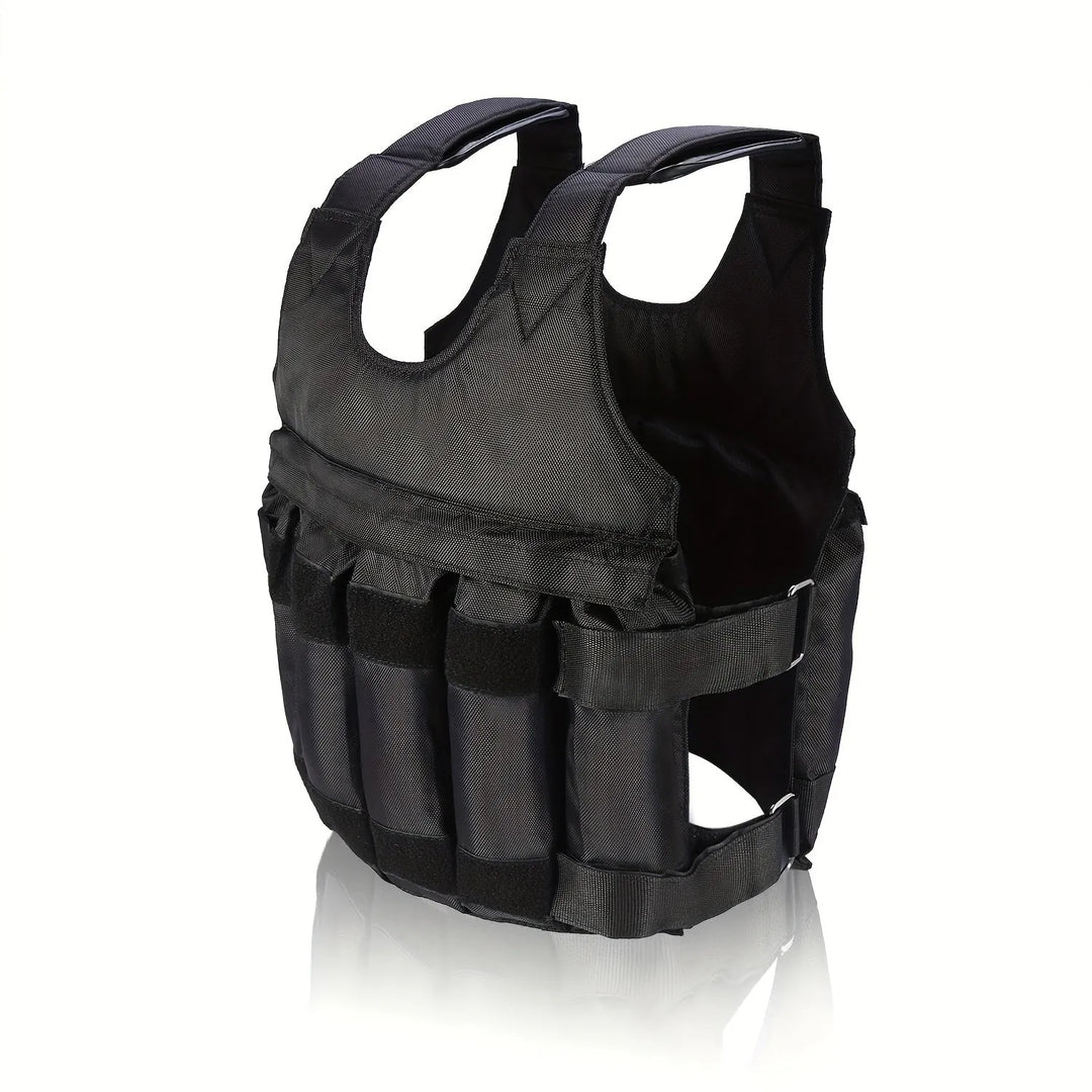 TM Adjustable Weighted Vest for strength training, 50kg capacity, sports fitness accessory with padded straps and weight pockets.
