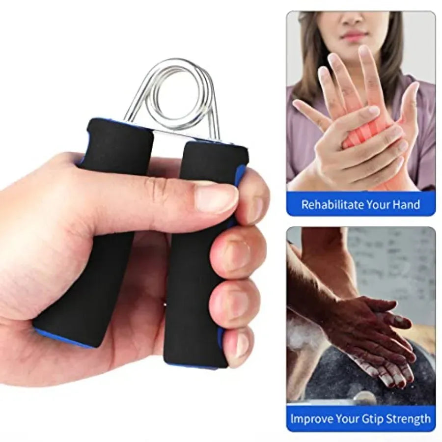 Pair of soft foam hand grippers for forearm training at home, by The Peak Pivot, designed for grip strength and hand exercise.