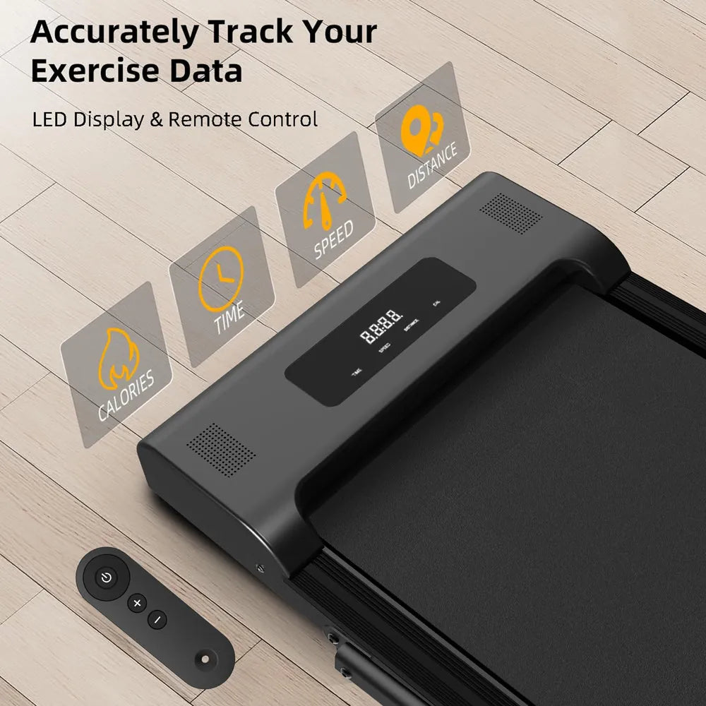 Under Desk Treadmill with LED display for compact walking and running workouts at home or office
