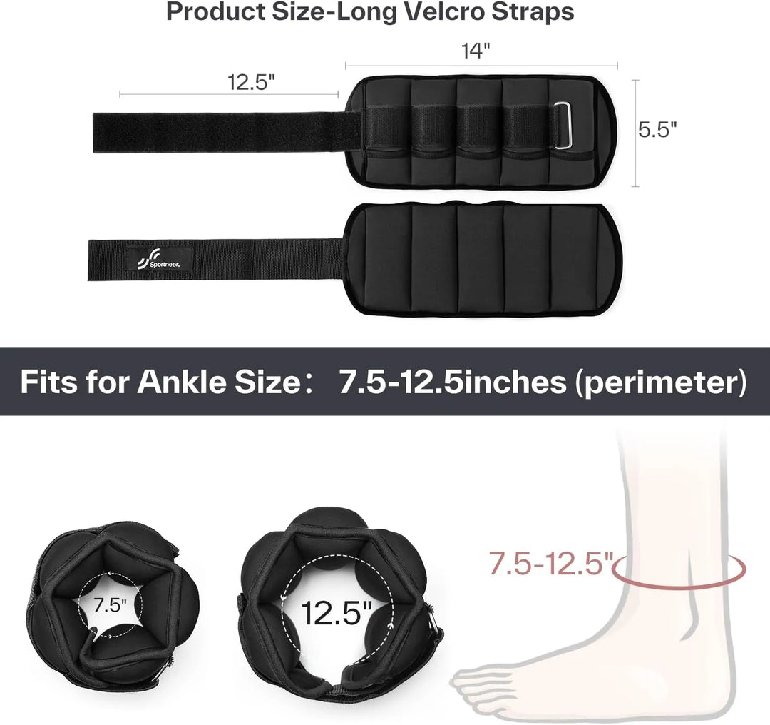 Adjustable ankle weights set from The Peak Pivot, featuring 2 to 10 pounds for versatile leg workout and strength training.