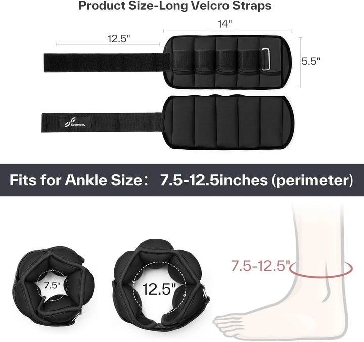 Adjustable ankle weights set from The Peak Pivot, featuring 2 to 10 pounds for versatile leg workout and strength training.
