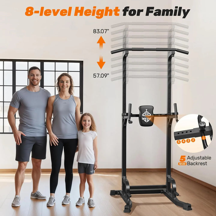 Power Tower pull-up station by The Peak Pivot with sturdy frame, multiple grip options, and workout bars for strength training.