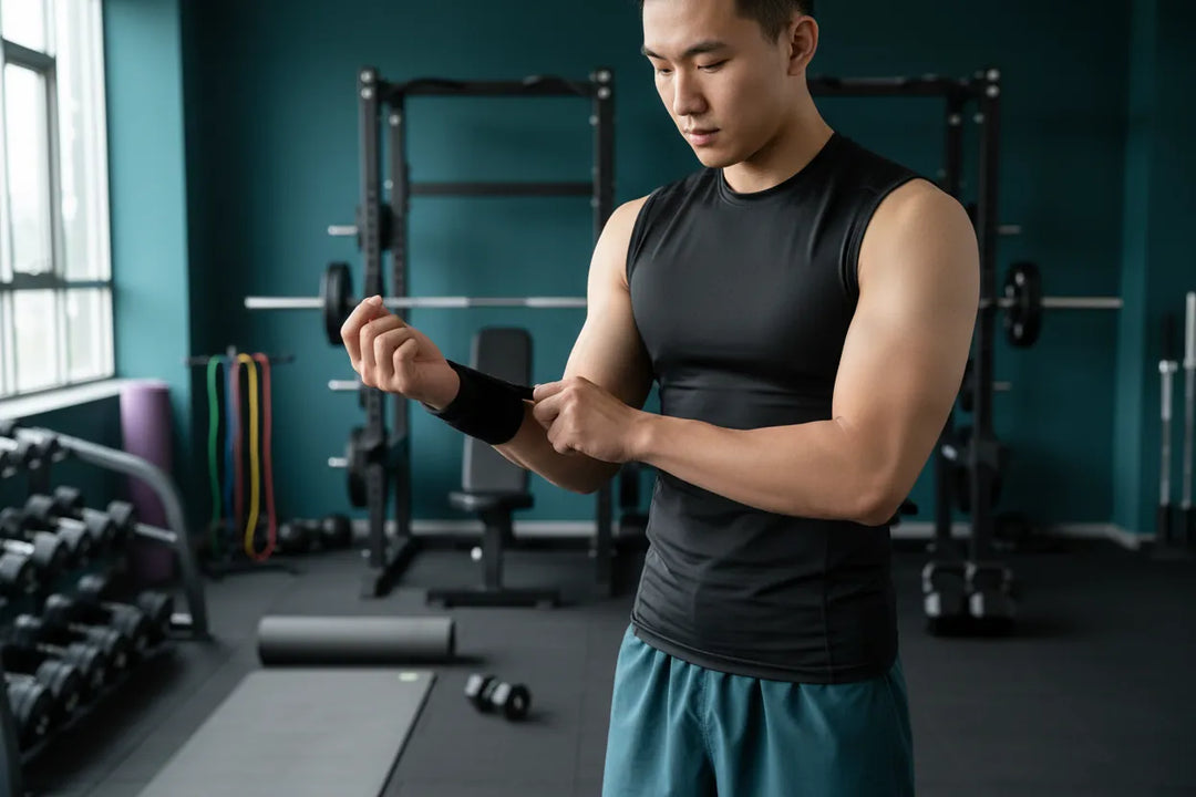 Adjustable wrist support brace by The Peak Pivot, featuring adjustable straps and breathable material for wrist stabilization.