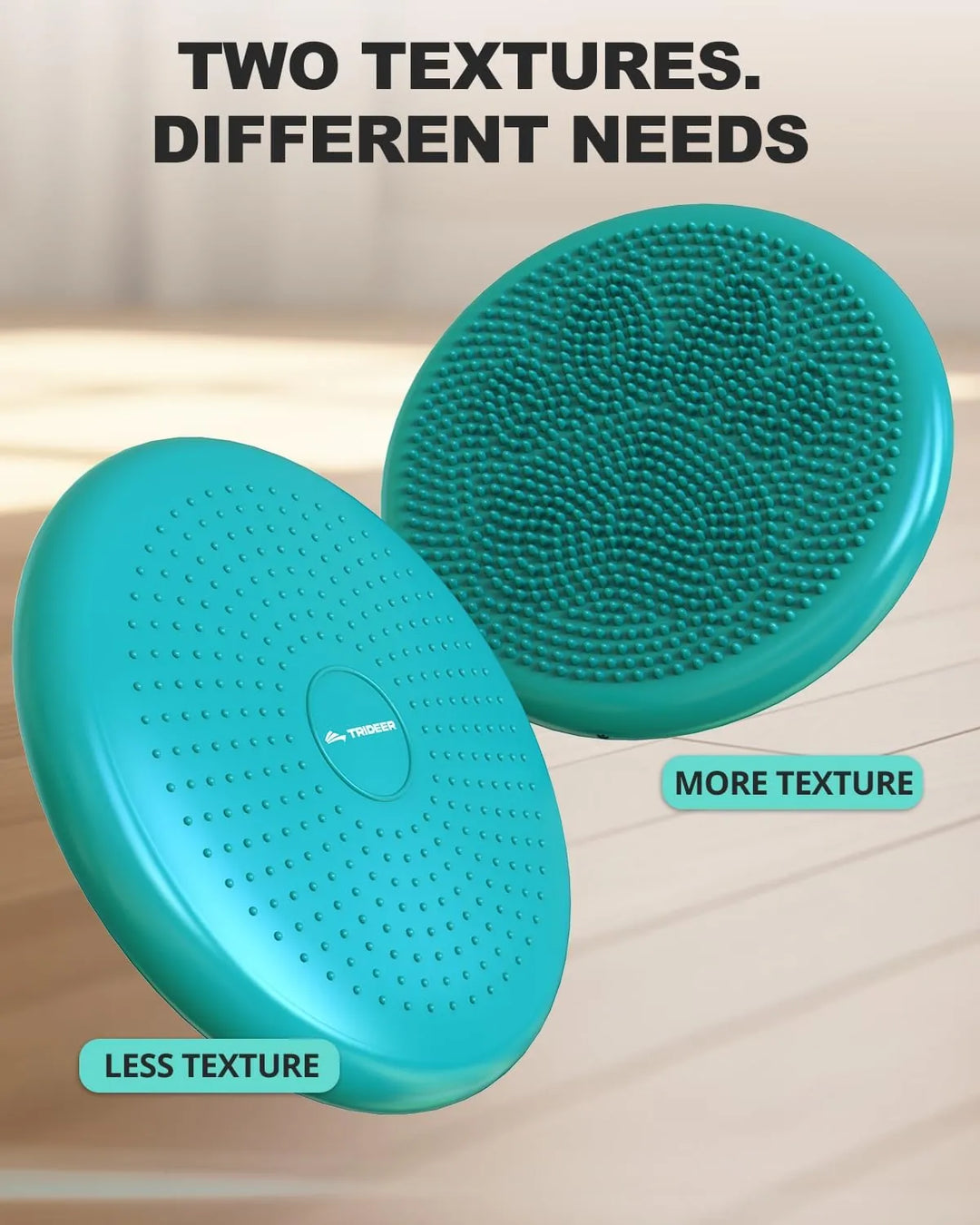The Peak Pivot Wobble Cushion for balance training, featuring a textured surface and vibrant blue color.