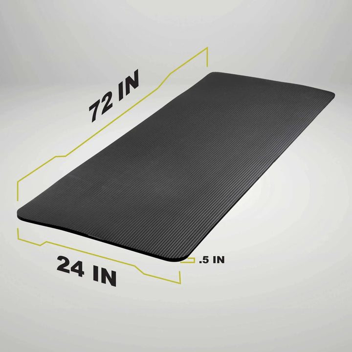 Extra-thick 12mm high-density NBR yoga mat by The Peak Pivot, showing textured surface and durable, cushioned design for yoga practice.