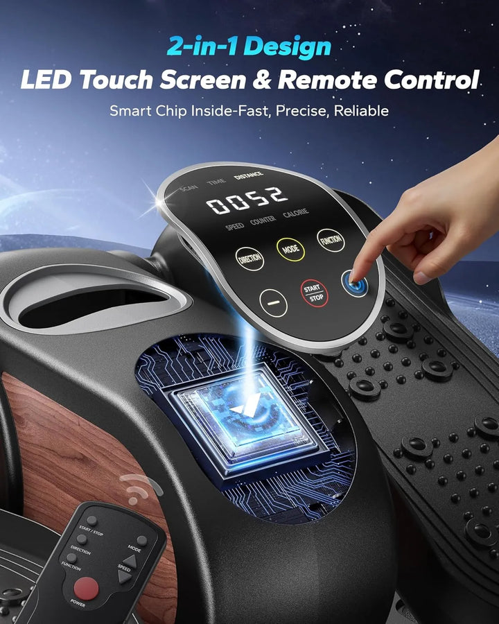 under-desk elliptical machine with adjustable resistance and compact design for ergonomic under-desk exercise.
