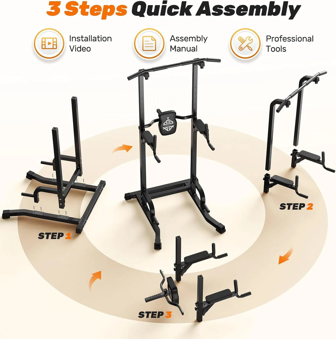 Power Tower Pull-up Station by The Peak Pivot showing sturdy metal frame and multiple grip options for strength training.