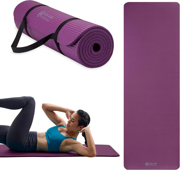 Gaiam Essentials yoga mat by The Peak Pivot, textured surface, non-slip design, ideal for yoga and exercise routines.