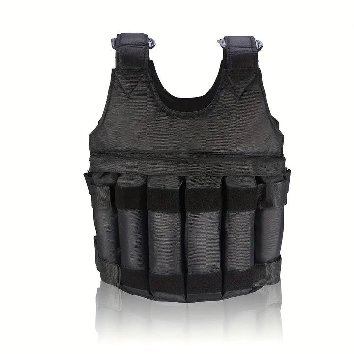 TM Adjustable Weighted Vest for strength training, 50kg capacity, sports and fitness accessory with padded straps and durable design.