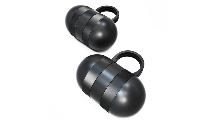 Pair of Synergee hand weights, lightweight dumbbells for strength training and free weight exercises.