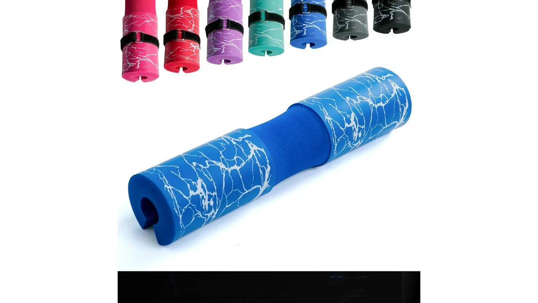 The Peak Pivot Ultimate Barbell Squat Pad wrapped around a barbell for comfortable weightlifting and squat support.