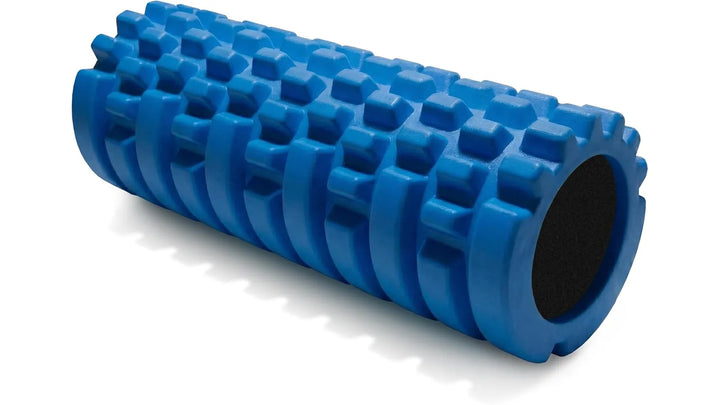  foam roller for deep tissue massage, showing a textured black foam roller on a neutral background.