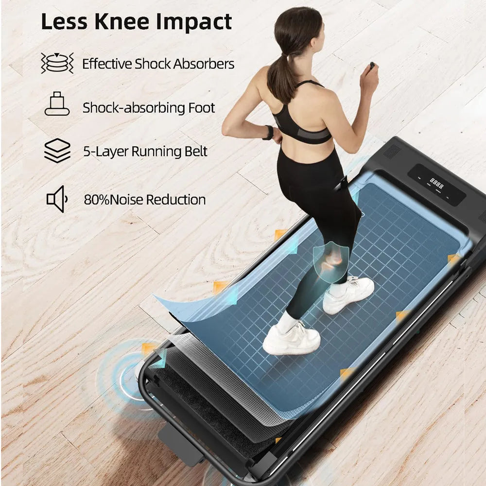 Under desk treadmill with LED display from The Peak Pivot by V.I.P Digital Presence, featuring a compact design and digital controls.
