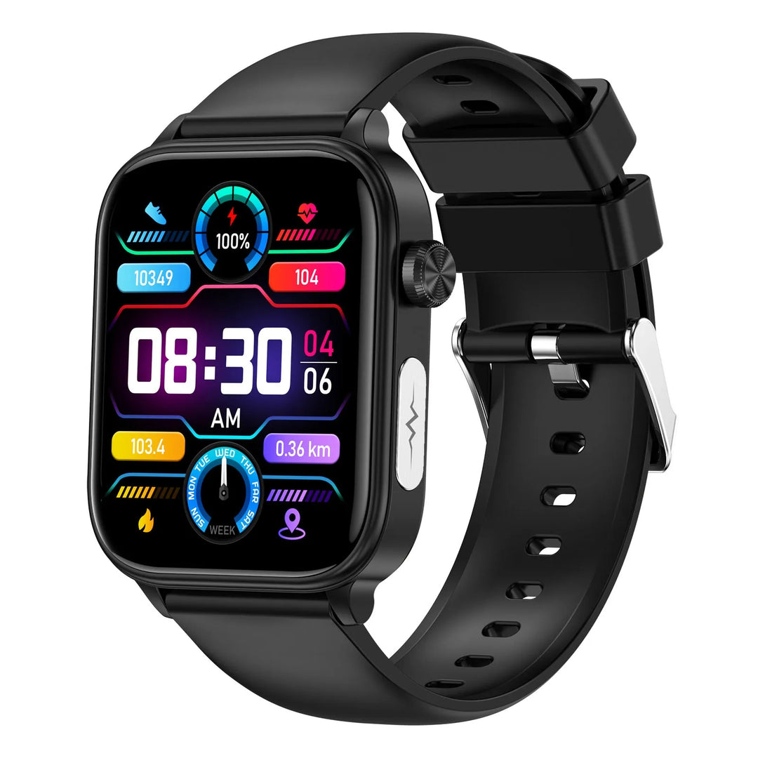 V.I.P Digital Presence Bluetooth Smart Watch ET570 with HD display showing time and fitness stats on a black smartwatch screen.