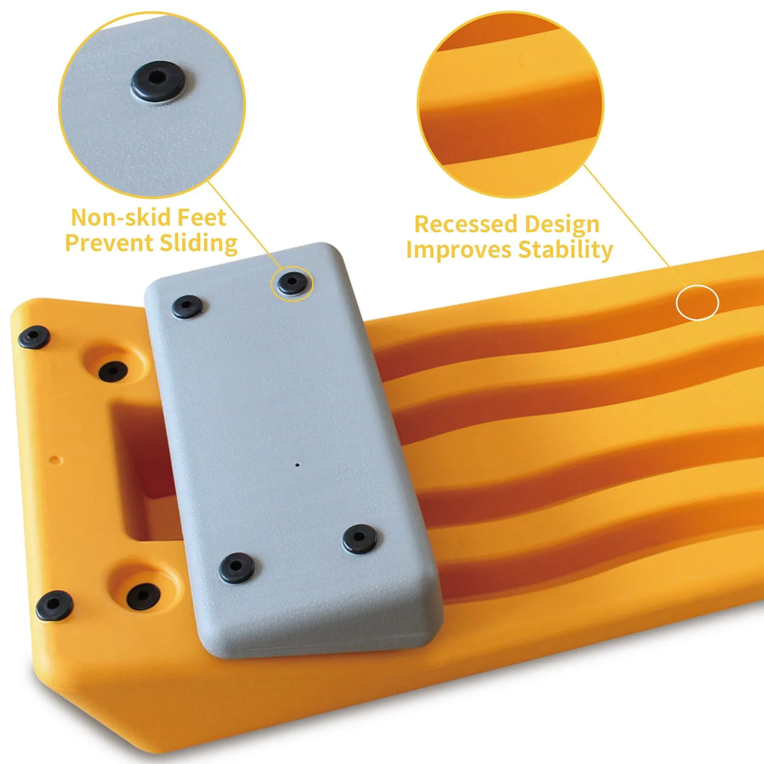 Yellow adjustable aerobic step platform for home workouts by V.I.P Digital Presence, featuring non-slip surface and sturdy design.