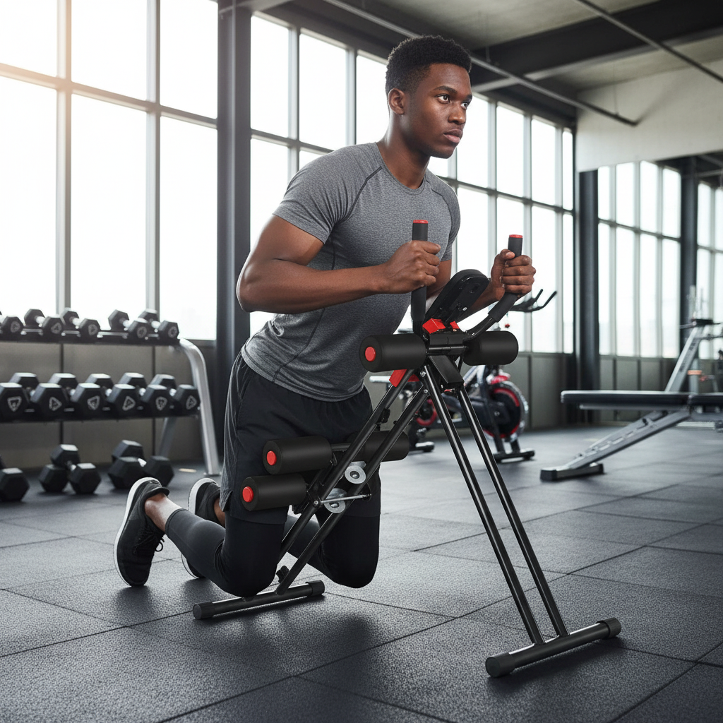 Foldable Ab Trainer Machine by The Peak Pivot for core workouts, featuring adjustable settings and compact design.