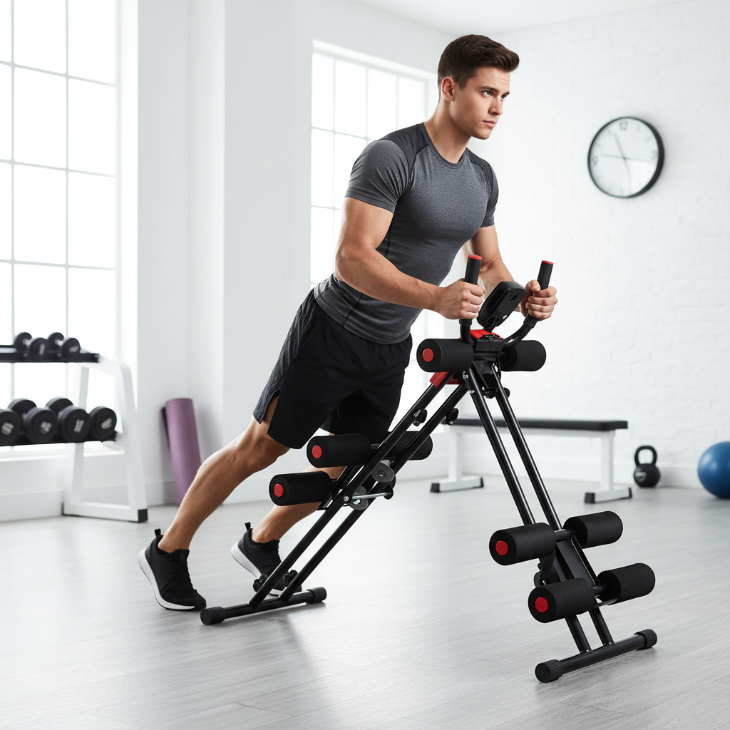 Foldable Ab Trainer Machine from The Peak Pivot for core workouts, featuring a compact design and adjustable support for abdominal exercises.