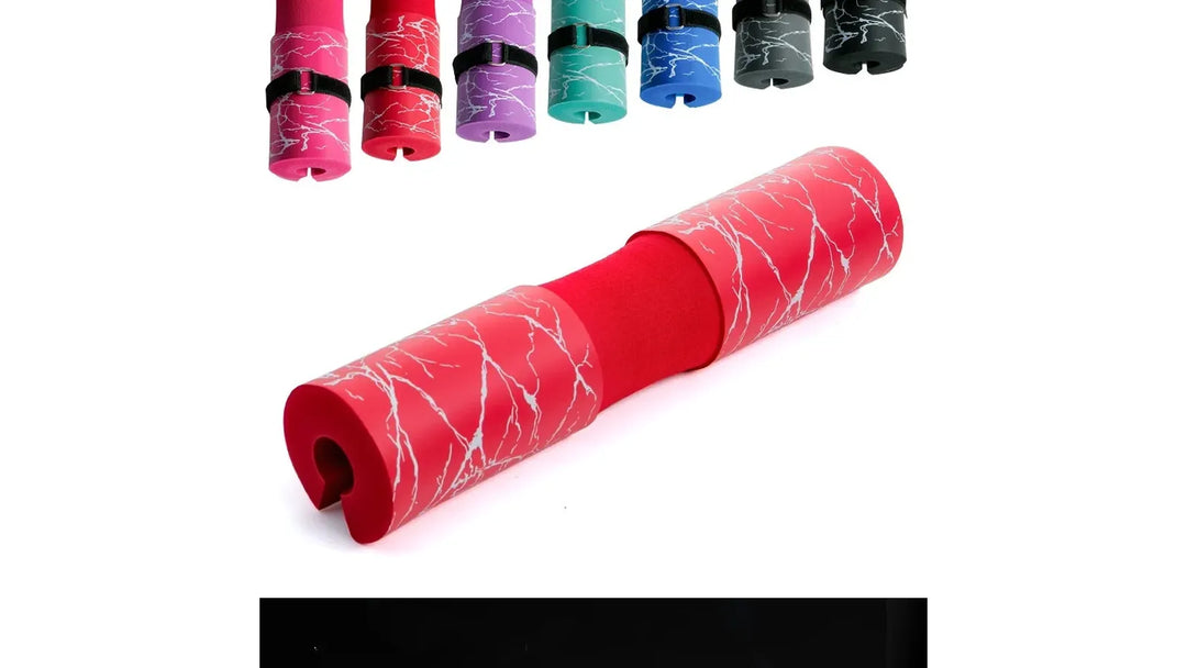 The Peak Pivot Ultimate Barbell Squat Pad in black, wrapped around a barbell for comfortable weightlifting support.