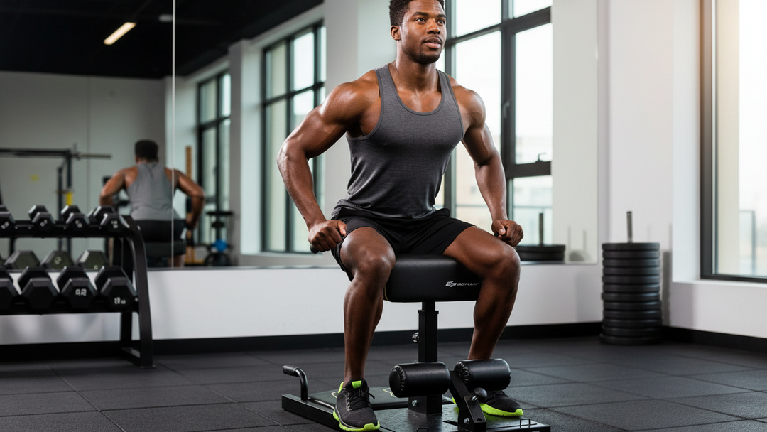 Home gym squat machine by The Peak Pivot, an 8-in-1 full body trainer with bench, rack, and bar for versatile strength workouts.