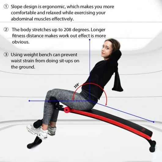 Adjustable weight bench from The Peak Pivot, foldable full body trainer for strength workouts, shown in a home gym setting.