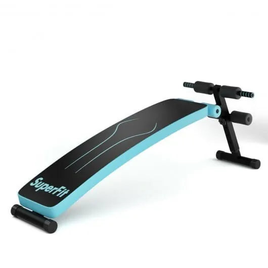 Adjustable weight bench by The Peak Pivot, foldable full body trainer for strength workouts, shown in a home gym setting.