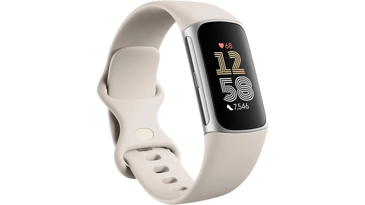 Fitbit Charge 6 fitness tracker and pedometer, showing the smartwatch face and activity tracking features.