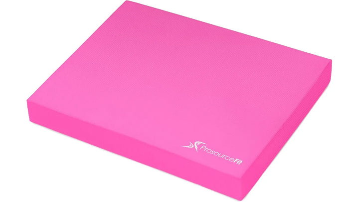 Non-slip foam balance pad showing textured surface and thick cushioning for stability and exercise use.