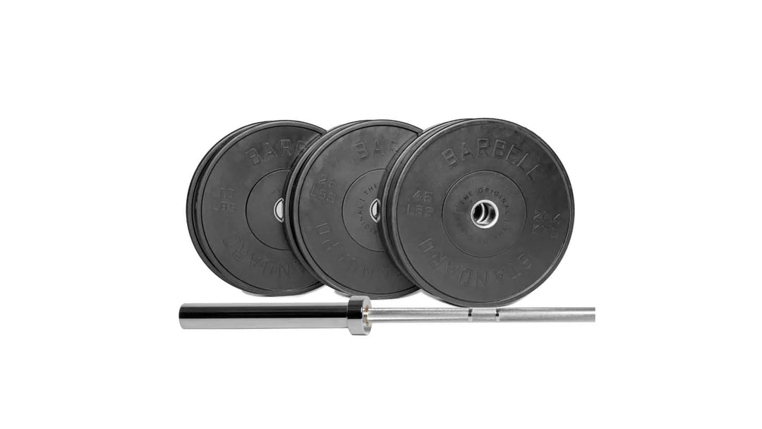 Barbell Standard 1000 compact weight set with adjustable weights and barbell, ideal for strength training and home workouts.