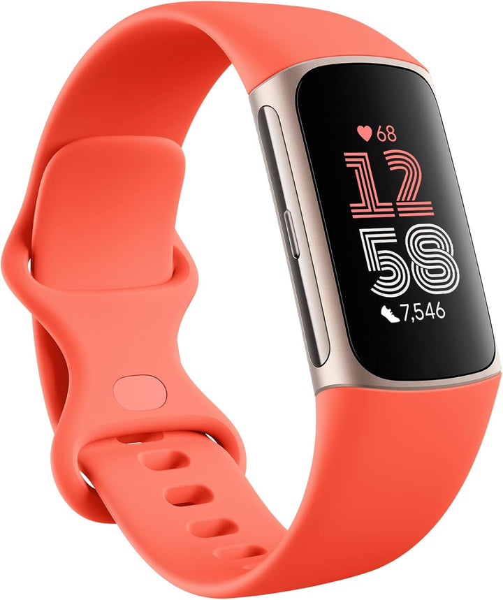 The Peak Pivot advanced fitness tracker with Google built-in showing a digital watch display, pedometer features, and navigation icons.