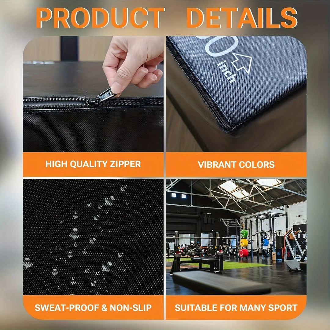 TM Peak Pivot plyometric jump box for home workouts, showing a sturdy wooden fitness box used for jump training exercises.