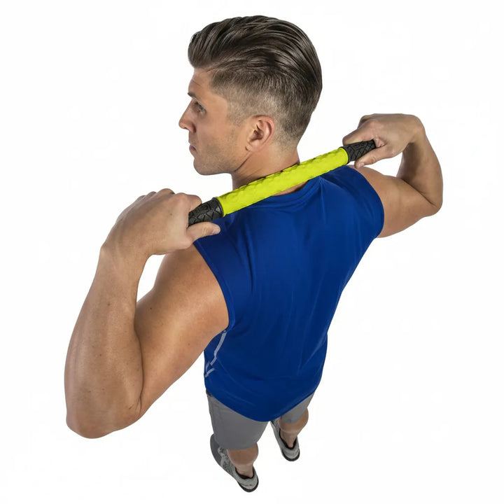 Deep tissue therapy massage roller by The Peak Pivot, 18-inch massage roller bar for muscle relief and deep tissue massage.