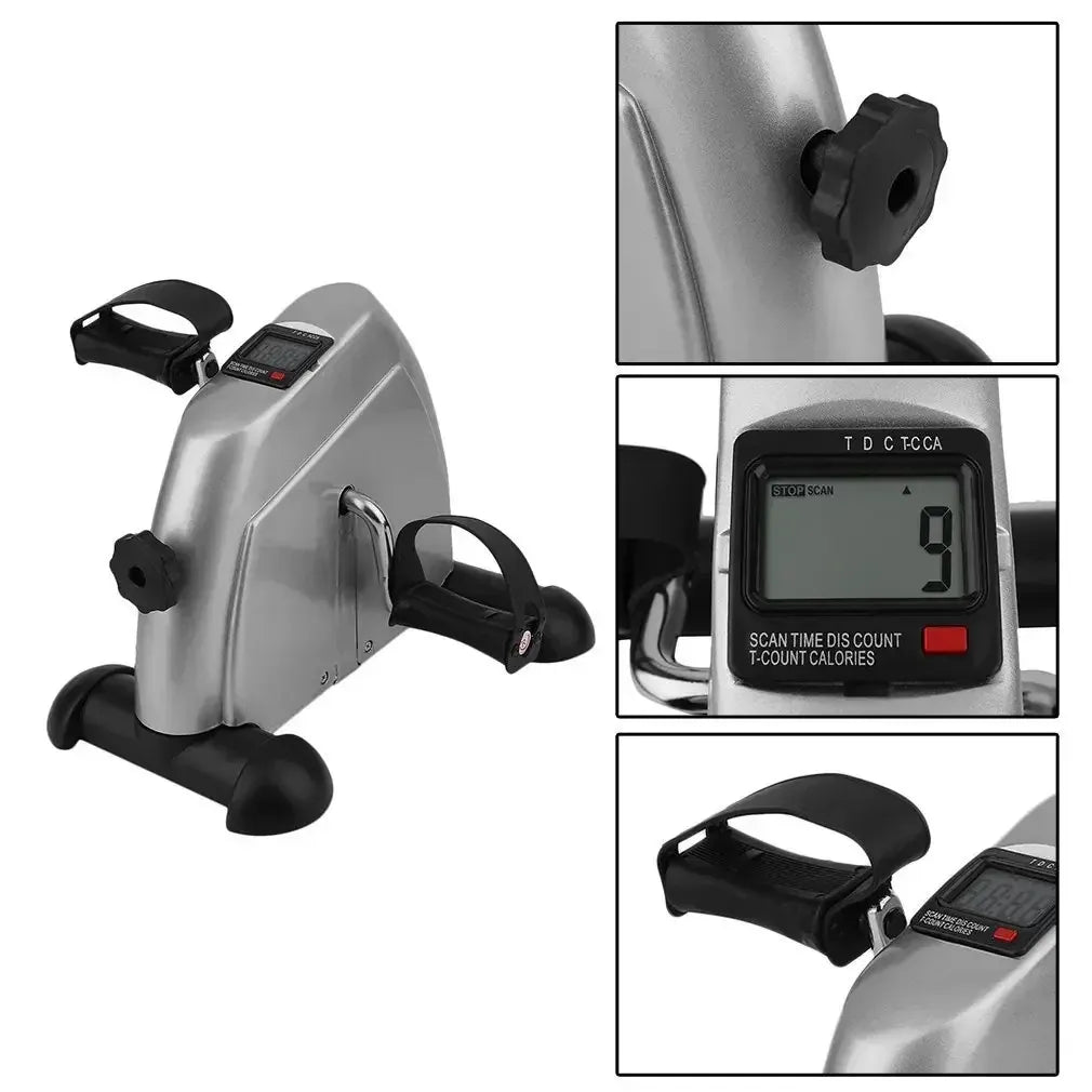 Adjustable mini exercise bicycle from The Peak Pivot designed for under desk use, featuring compact, portable design for indoor cycling.