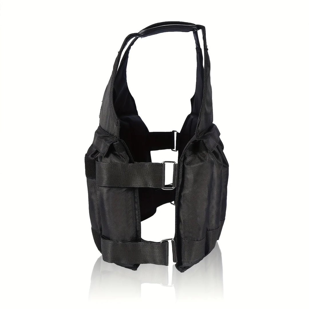 TM Peak Pivot adjustable weighted vest with 50kg capacity, used for strength training and fitness workouts.