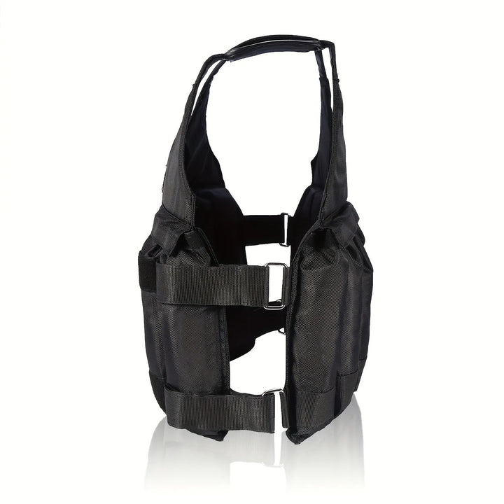 TM Peak Pivot adjustable weighted vest with 50kg capacity, used for strength training and fitness workouts.