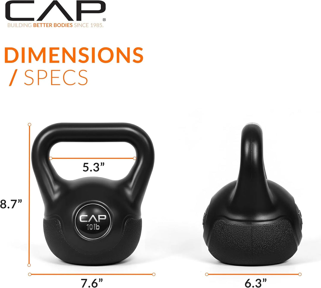 Set of black kettlebells from The Peak Pivot CAP Kettlebell Set, ideal for strength training workouts