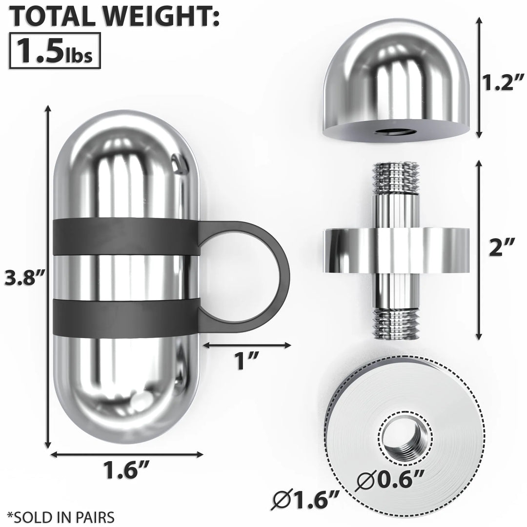 Pair of Synergee hand weights used for strength training, featuring adjustable dumbbell design and ergonomic grips for fitness workouts.