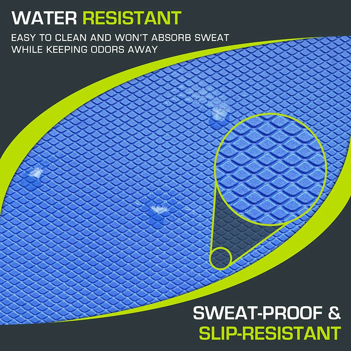 Non-slip foam balance pad showing textured surface for stability and cushioning during exercises.