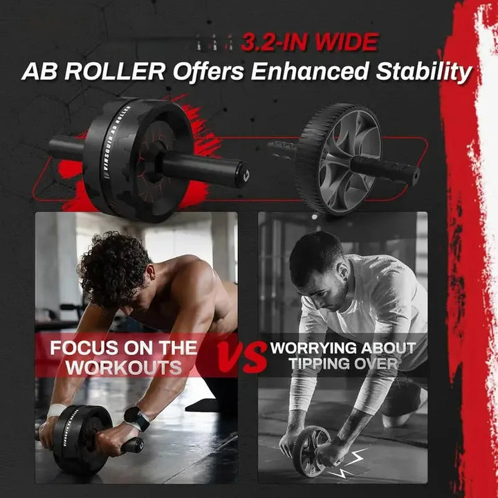TM Ab Wheel Roller for core strength with knee pad, used for fitness and gym workouts, shown on a plain background